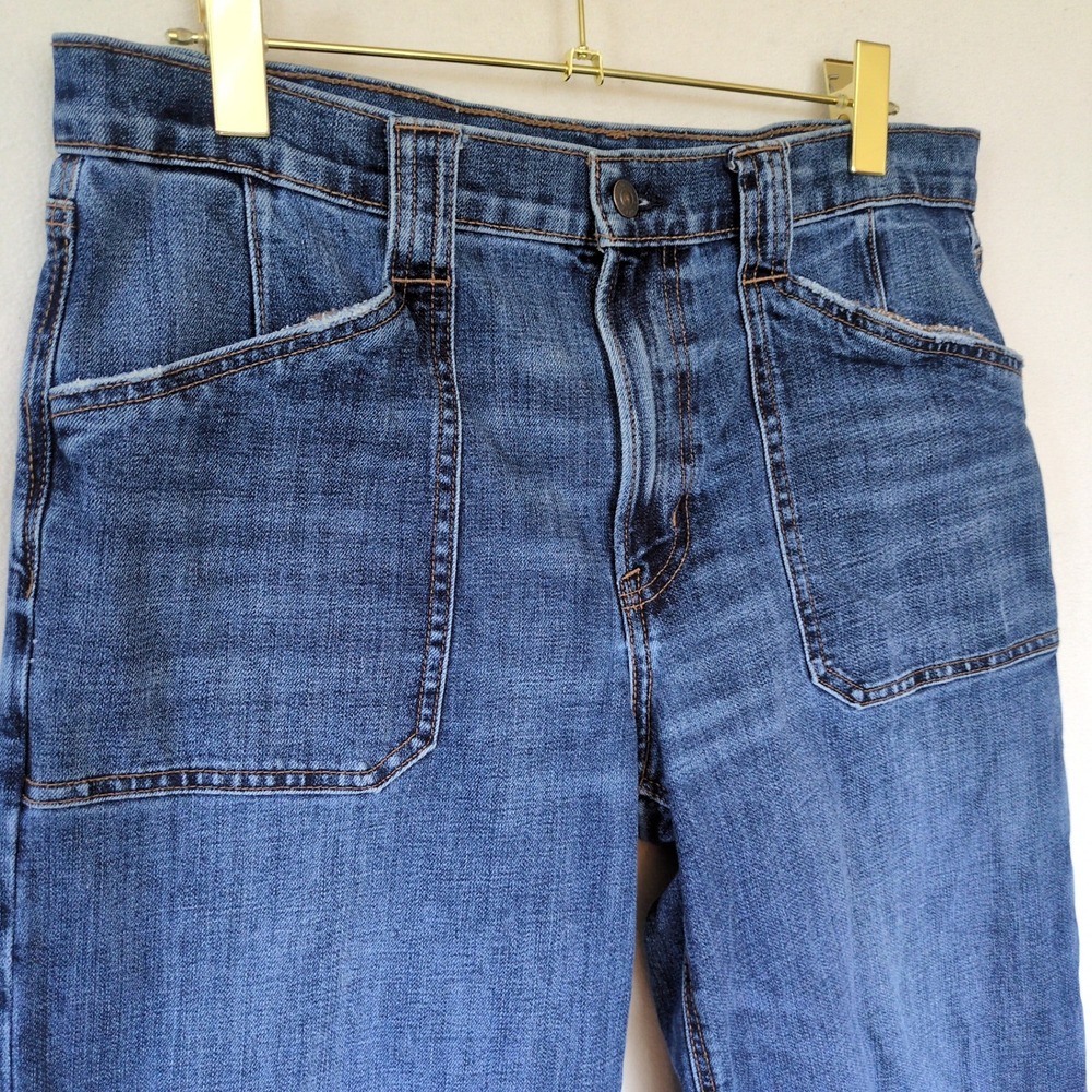 American Eagle Stovepipe Utility Pocket Jeans Crop Raw Hem Stretch Size 12 - Picture 2 of 12